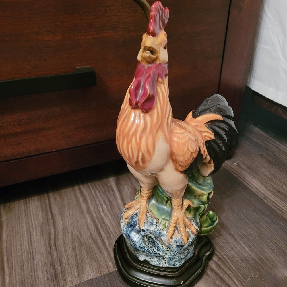 Rooster Table Lamp with Bulb Vintage CERAMIC ROOSTER Lamp MID-CENTURY 14 inch